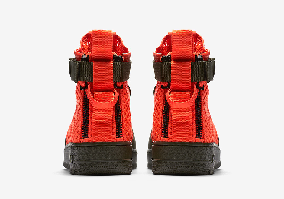 Nike Sf Af1 Mid Mesh Cargo Khaki Total Crimson Aa7345 300 5