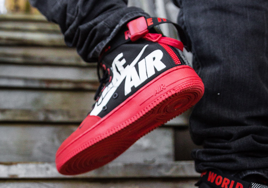 Nike Sfaf1 Mid Red Black 12 O Clock Boys 6