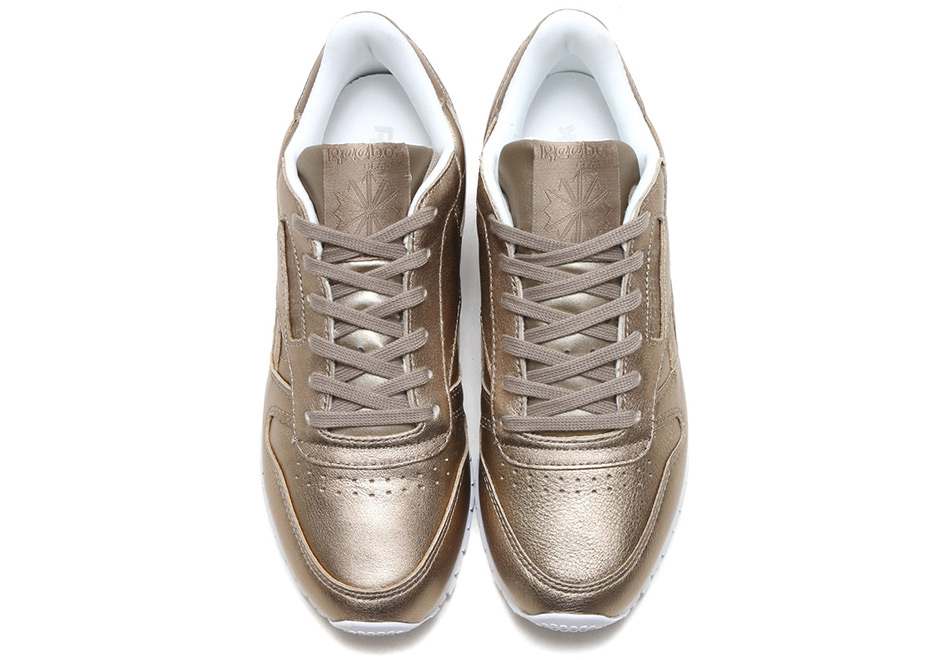 Reebok Classic Leather Metallic Gold Grey Gold Bs7898 5