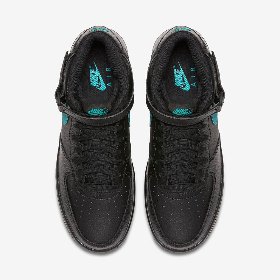 Nike Air Force 1 Mid Black Neptune Green Reflective Swoosh 315123 045 3