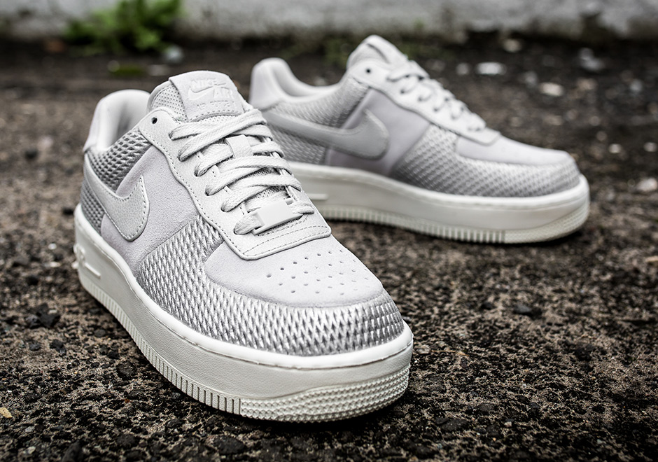 Nike Air Force 1 Upstep Metallic Silver Mesh Womens 02
