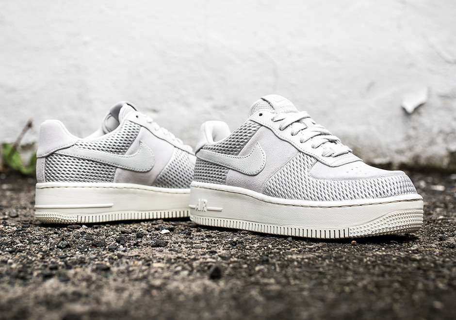 Nike Air Force 1 Upstep Metallic Silver Mesh Womens 03