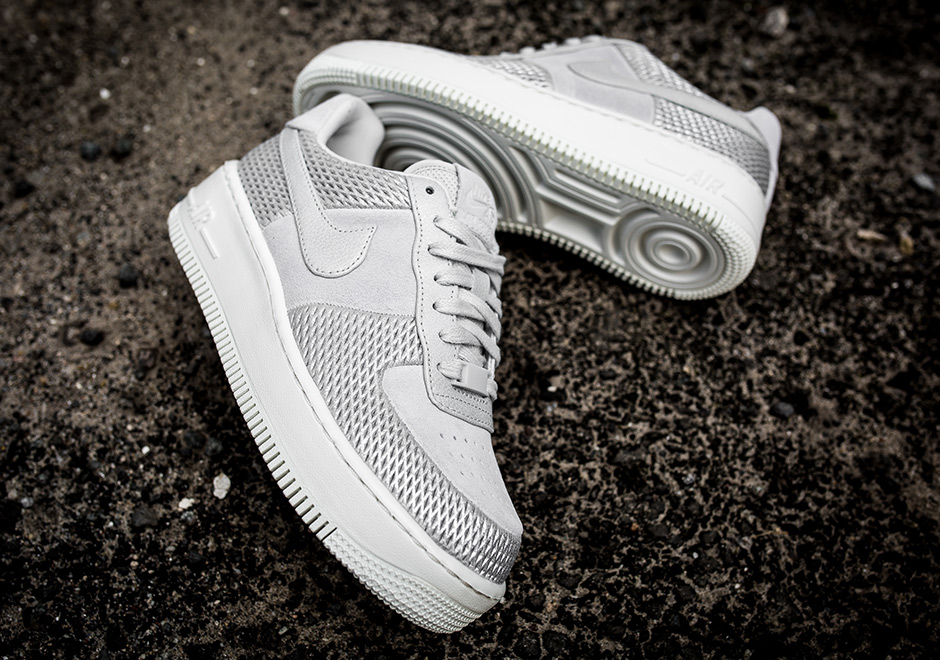 Nike Air Force 1 Upstep Metallic Silver Mesh Womens 04