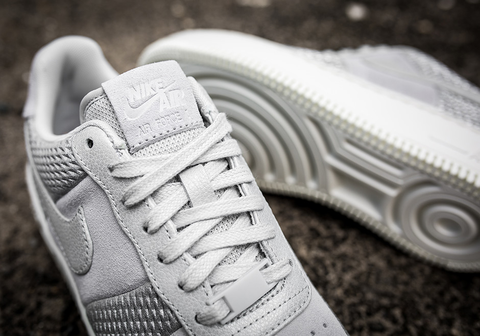 Nike Air Force 1 Upstep Metallic Silver Mesh Womens 05