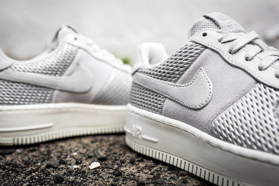 Nike Air Force 1 Upstep Metallic Silver Mesh Womens 06