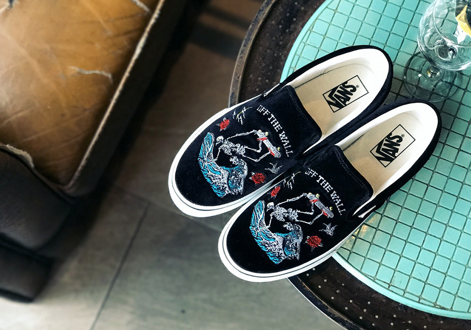 Rollicking Vans Slip On Velvet Skeleton 2