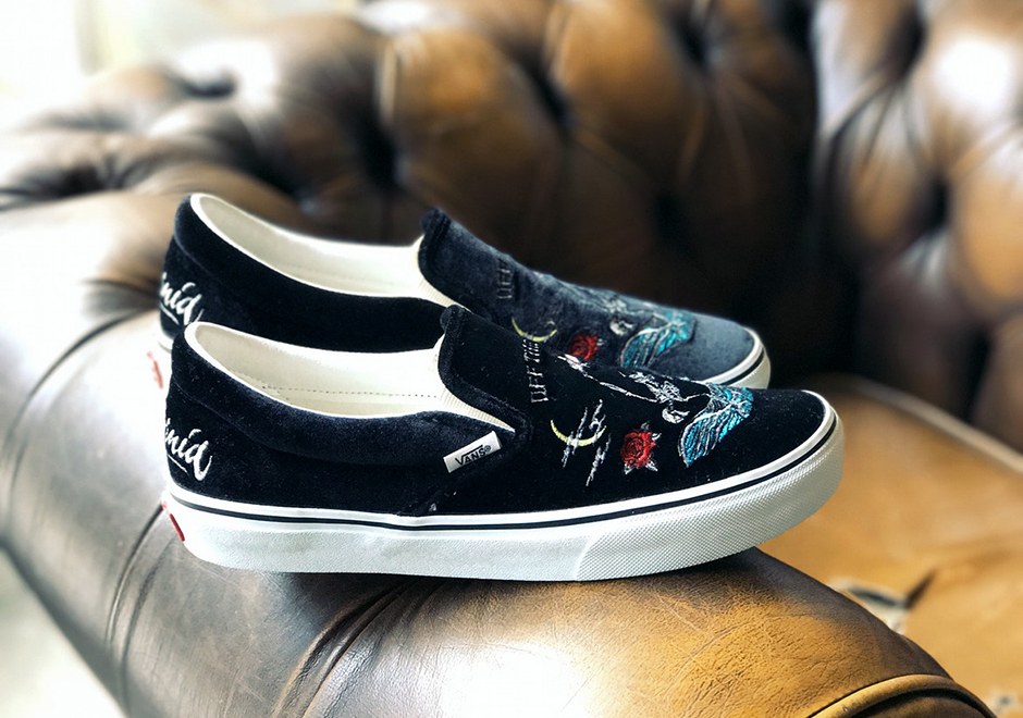 Rollicking Vans Slip On Velvet Skeleton 3