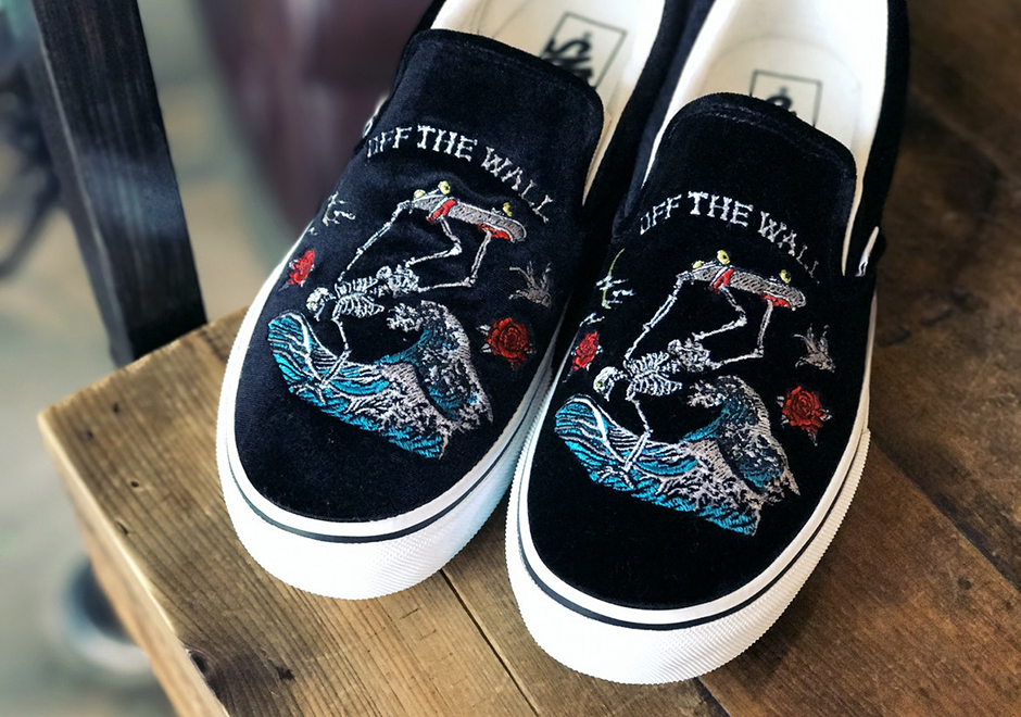Rollicking Vans Slip On Velvet Skeleton 5