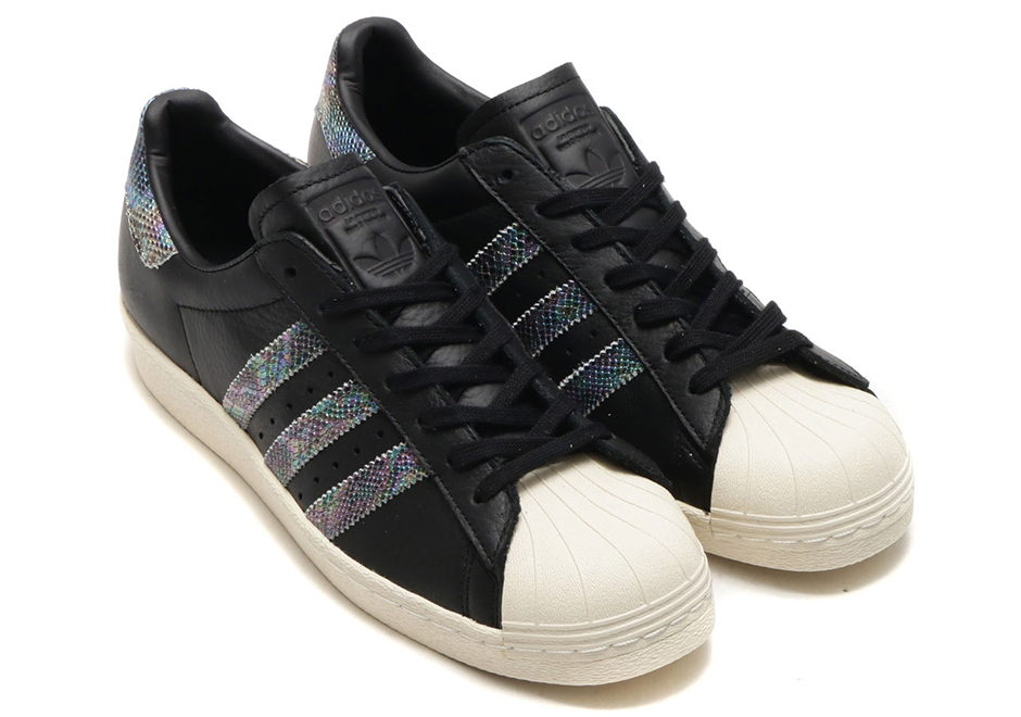 Adidas Superstar Iridescent Snakeskin Black Leather Bz0147 2