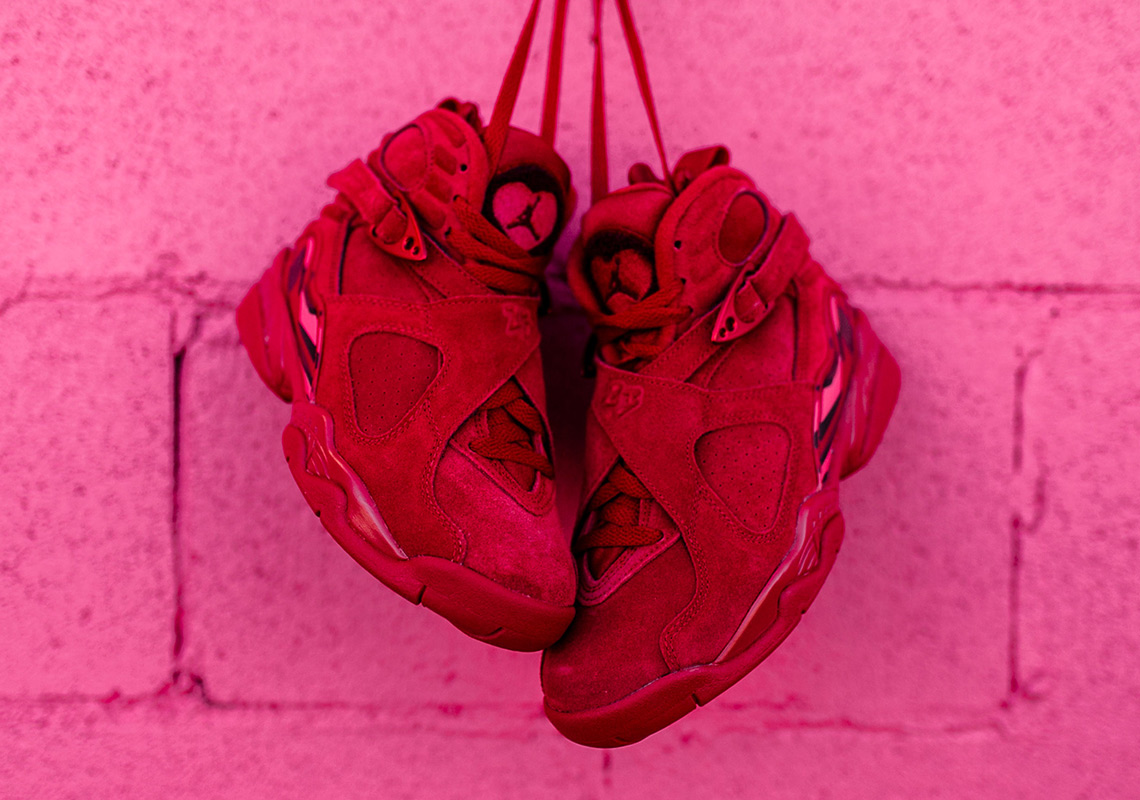 Valentines Day Air Jordan 8 Retro Red Suede 5