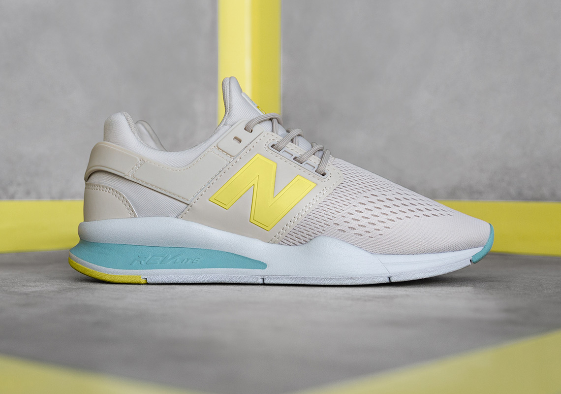 New Balanec 247 Womens Beige Aqua Yellow