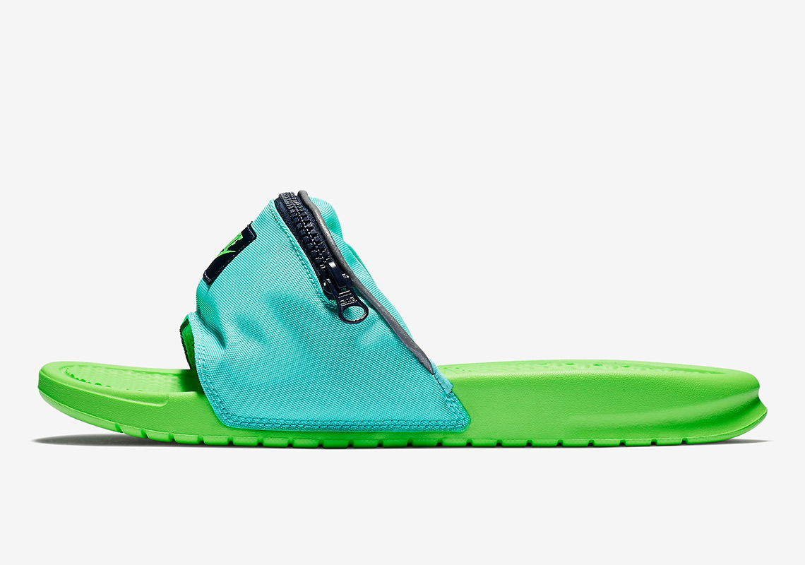 Nike Benassi Jdi Slide Fanny Pack Green Blue 2