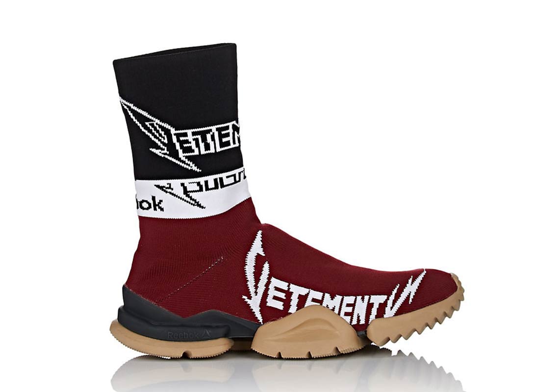 Vetements Reebok Sock Runner Burgundy Black White 1