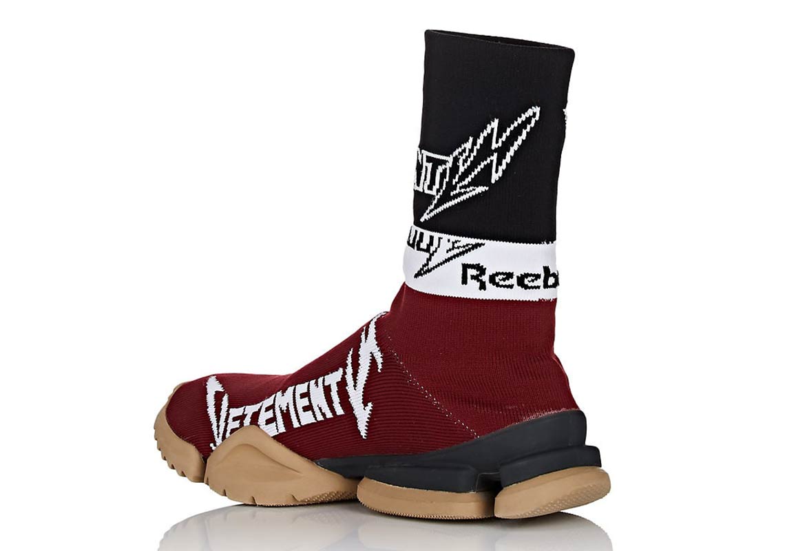 Vetements Reebok Sock Runner Burgundy Black White 3