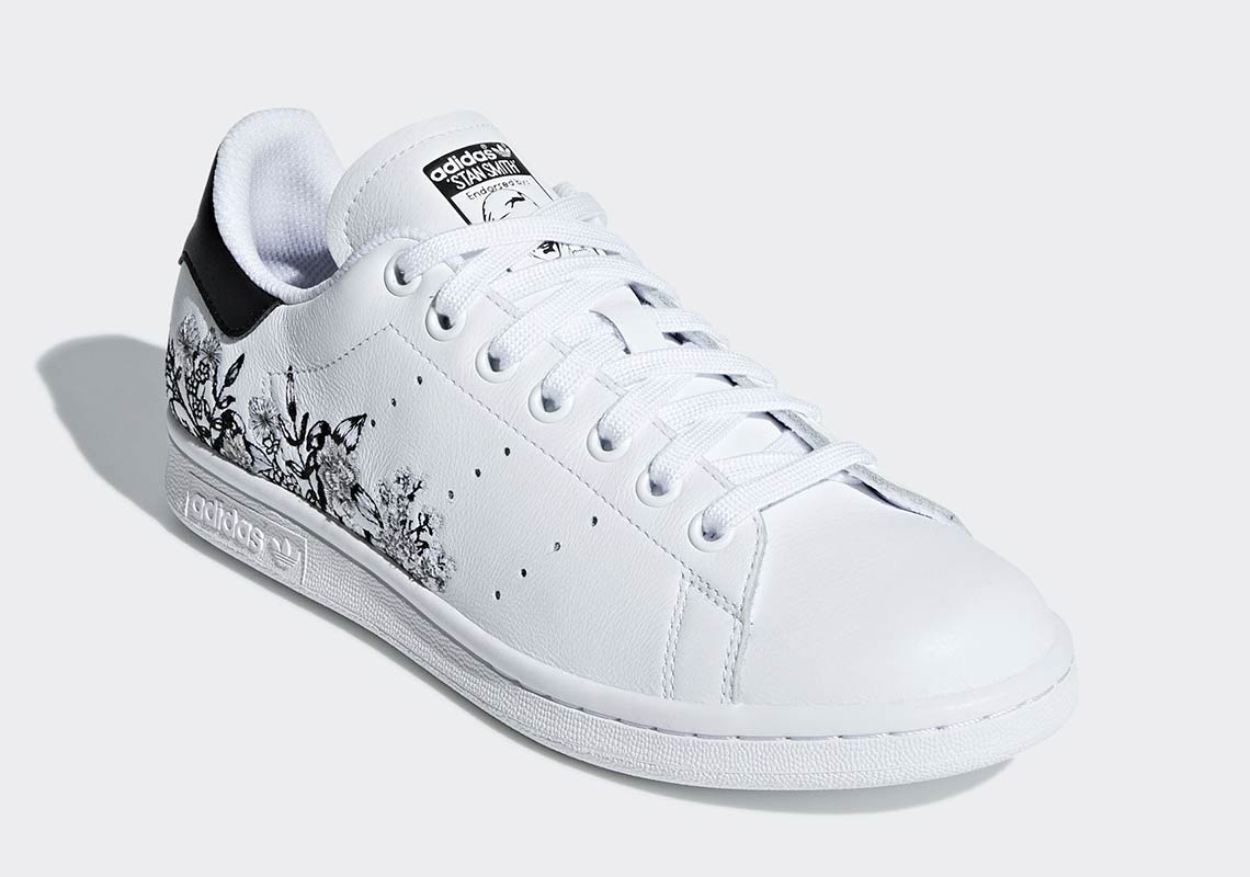 Adidas Stan Smith Floral Black White Bc0257 3