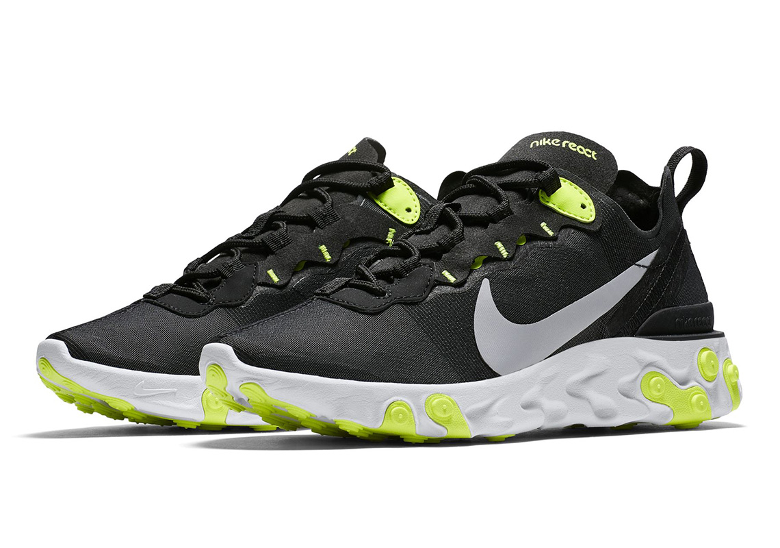 Nike React Element 55 Black Volt Grey 2