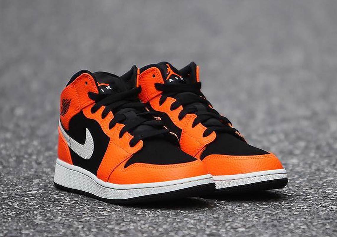 Air Jordan 1 Mid Orange Black 1