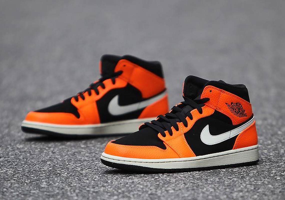 Air Jordan 1 Mid Orange Black 3