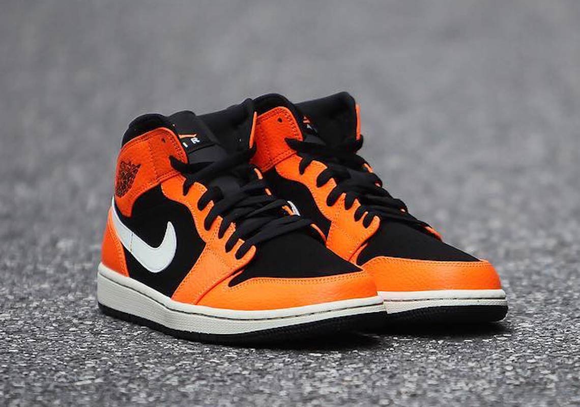 Air Jordan 1 Mid Orange Black 7
