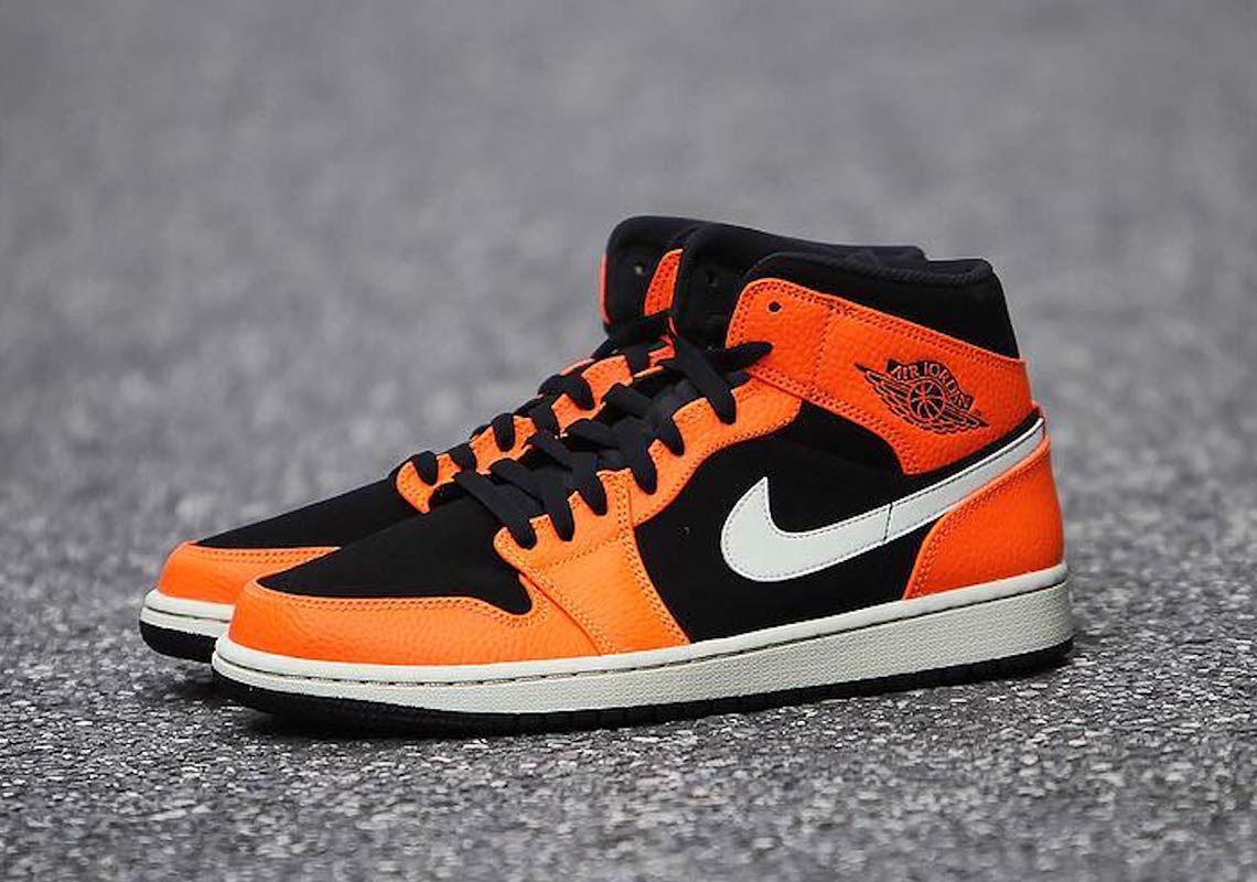 Air Jordan 1 Mid Orange Black 9