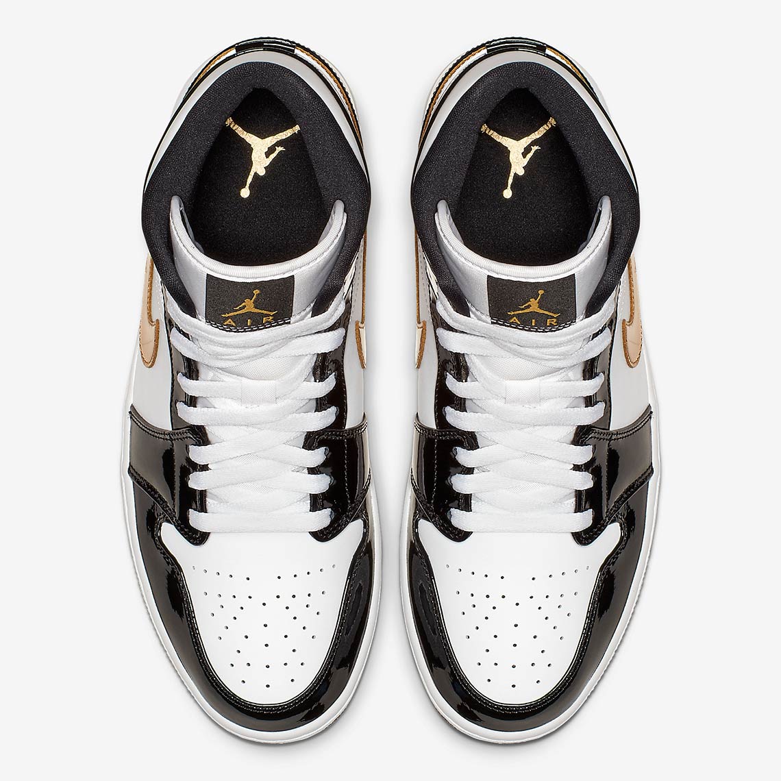 Air Jordan 1 Mid Black Gold Patent Leather 852542 007 5