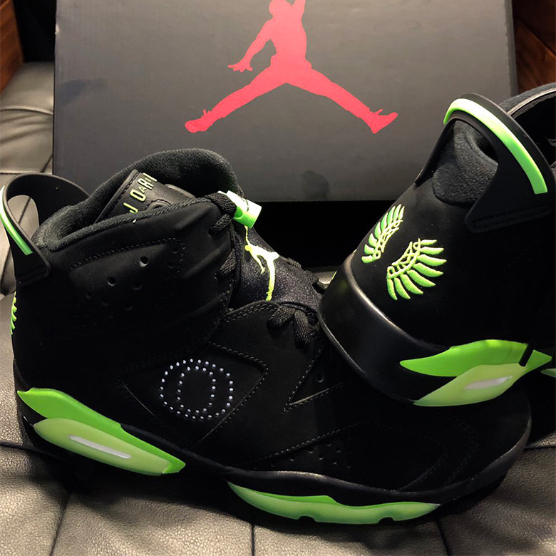Air Jordan 6 Oregon Ducks Pe Black Green 2