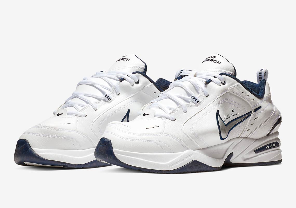 Martine Rose Nike Air Monarch Iv White Navy At3147 100 3