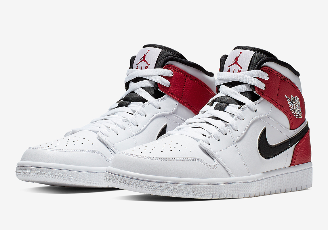 Air Jordan 1 Mid White Red Black 554724 116 2