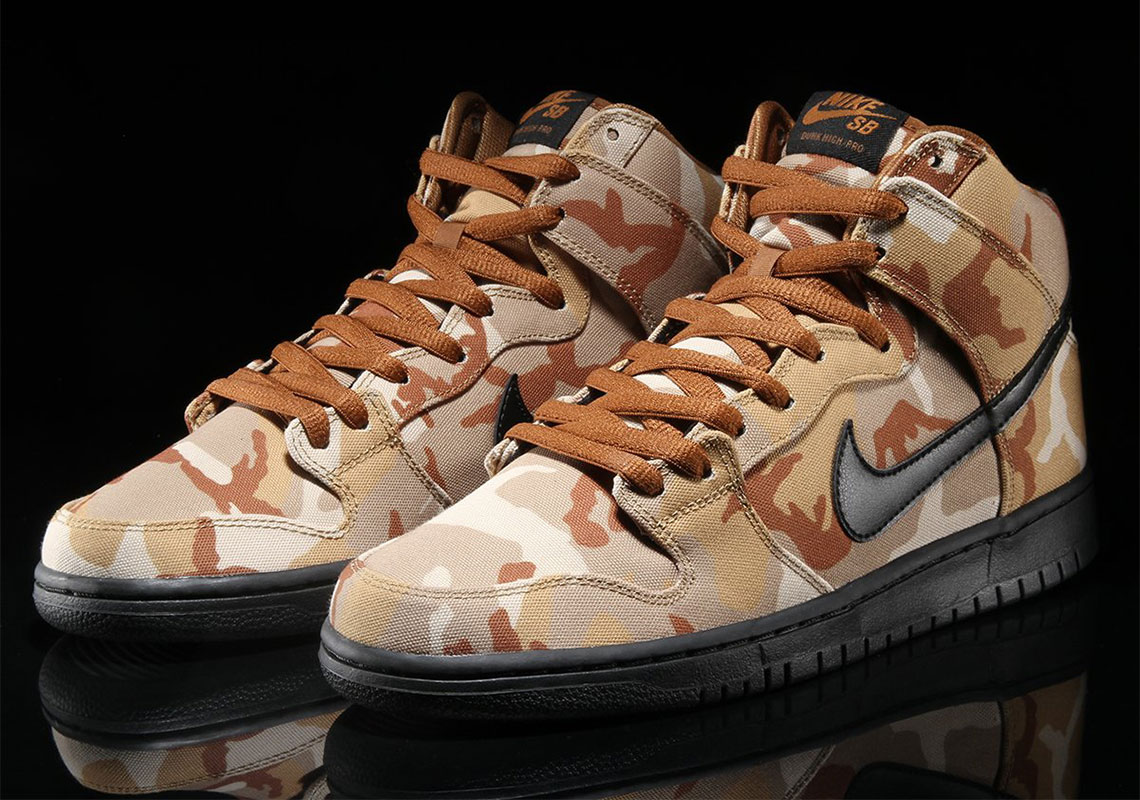 The Nike SB Dunk High Appears In A Brown Desert Camo
