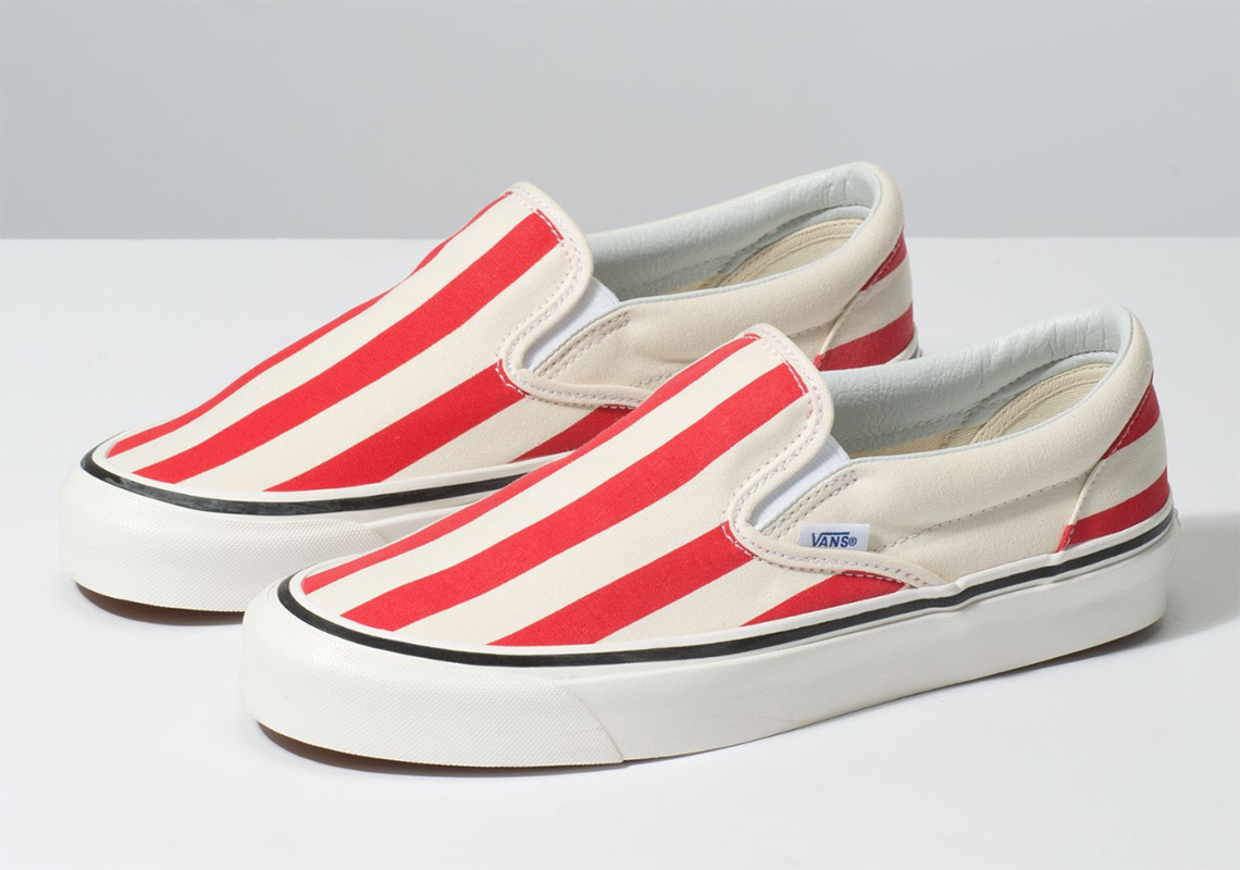 Vans Slip On Bold Red Candy Stripe