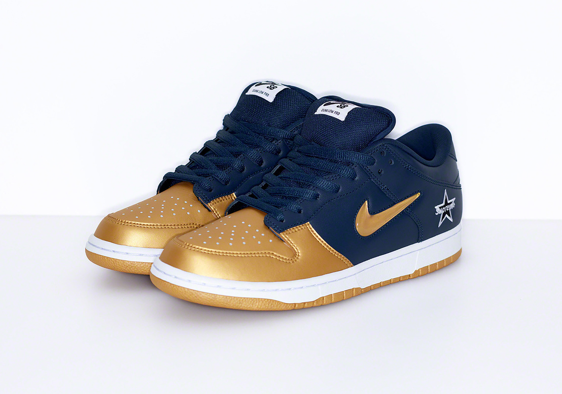 Supreme Dunk Gold Navy Release Date 1 1