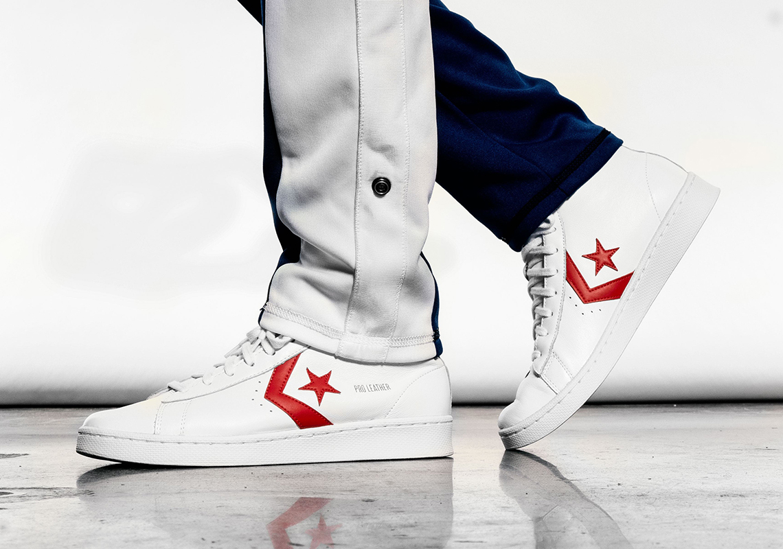 Converse Pro Leather Ss20 On Foot White Red 1