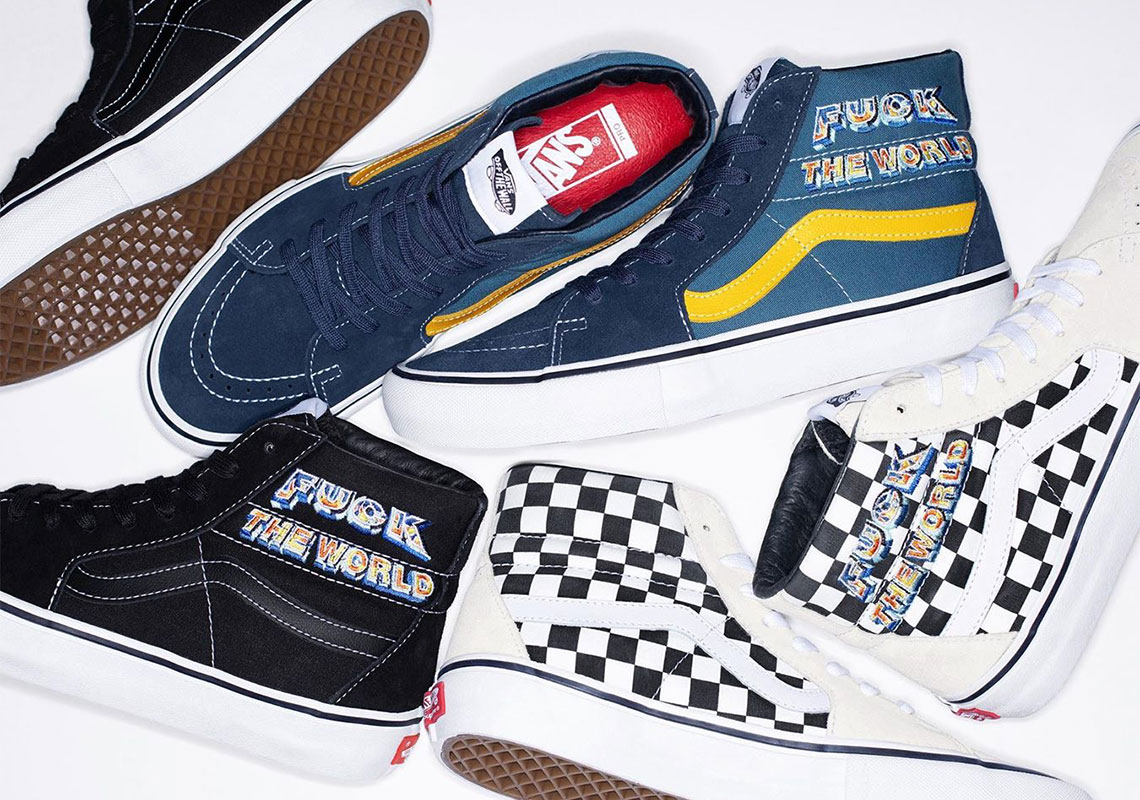 Supreme And Vans “Fuck The World” Sk8-His Drop This Week