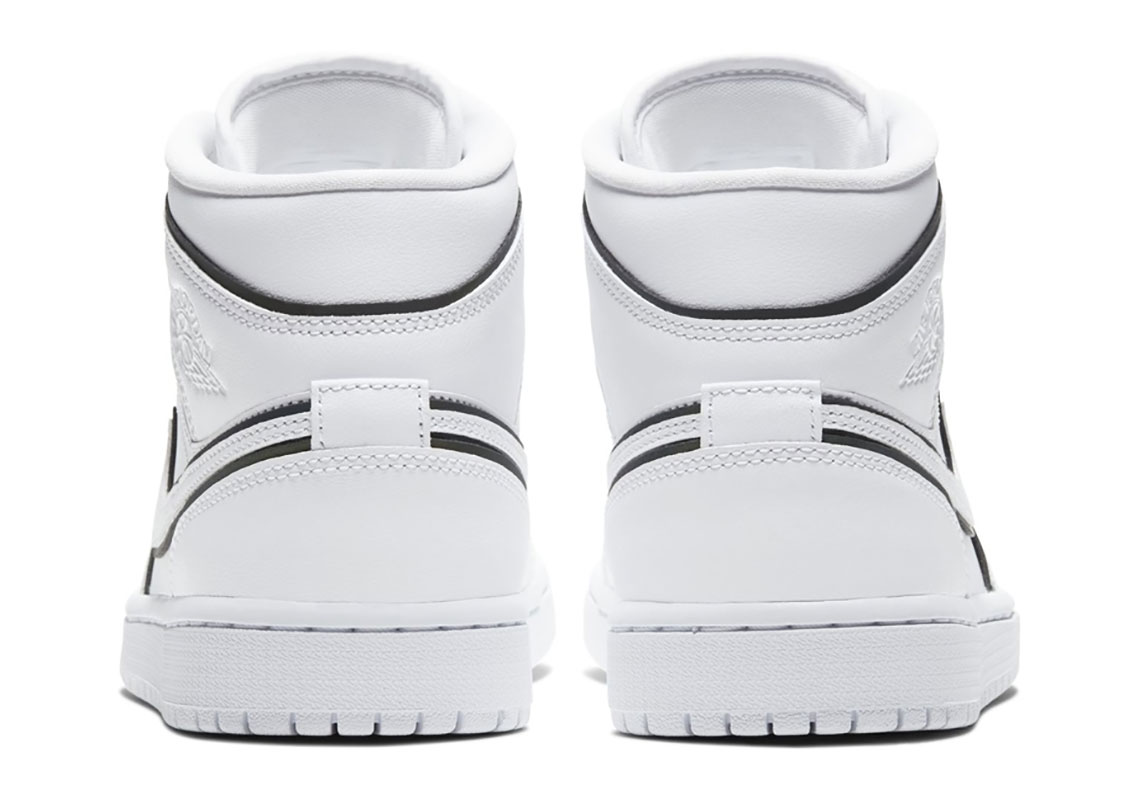 Air Jordan 1 Mid Se White Black Reflective Womens 6