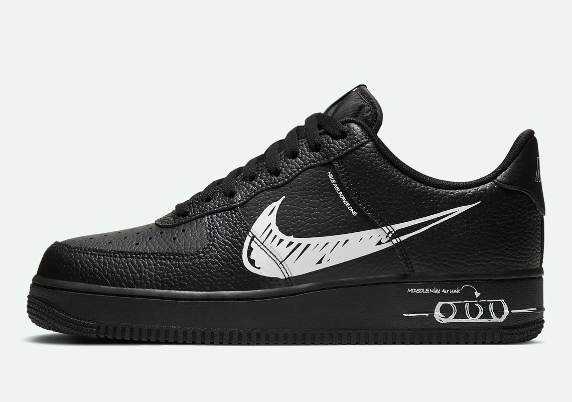 The Nike Air Force 1 "Sketch Swoosh" Calls Out The Heel Air Unit