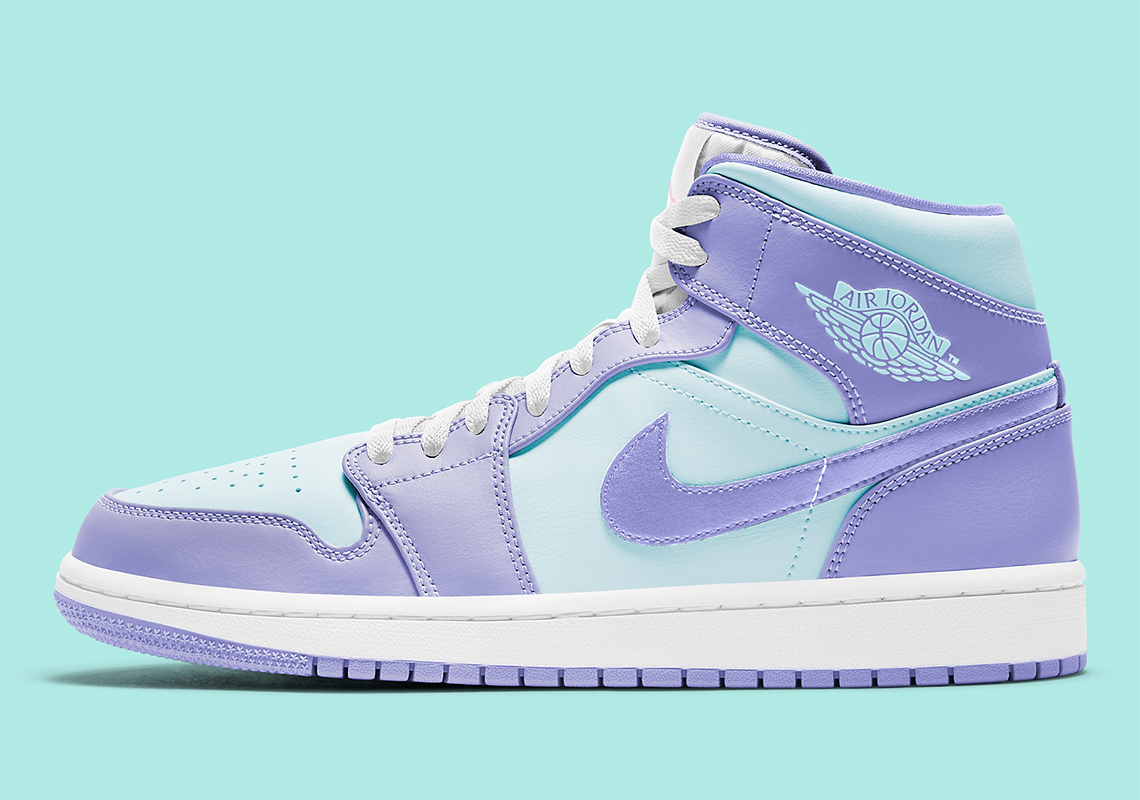 The Air Jordan 1 Mid Pairs Soft Purple And Aqua Blue