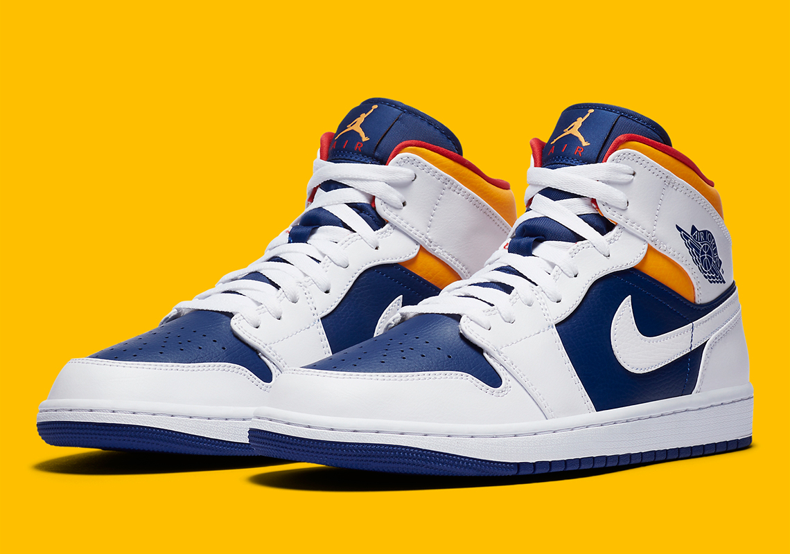 Air Jordan 1 Mid Arrives In A Mix Of Blue, Red, And Orange