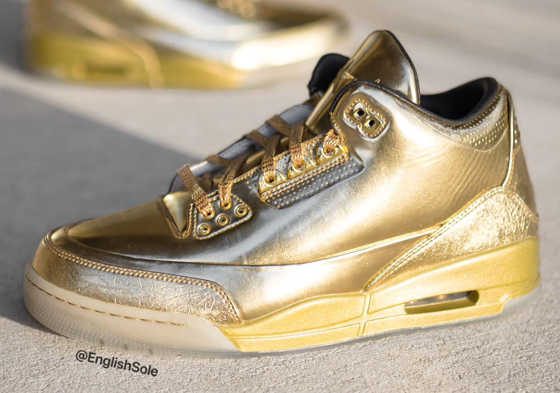 Detailed Look At Usher’s All-Gold Air Jordan 3 Sample, 1 of 10 In Existence