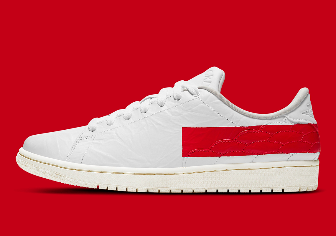 The Air Jordan 1 Centre Court Continues The “Banned” Narrative With Bold Red Stripe