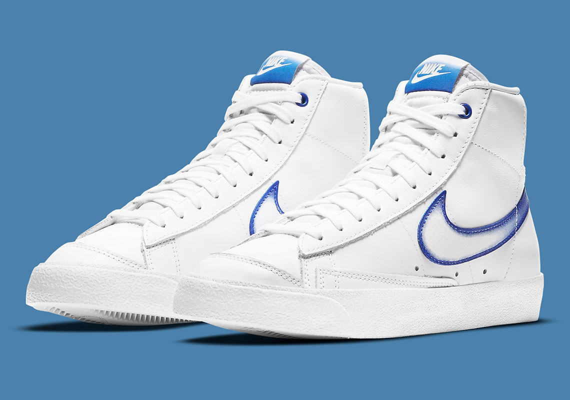 Faded Spraypaint Detailng Appears On The Nike Blazer Mid ’77