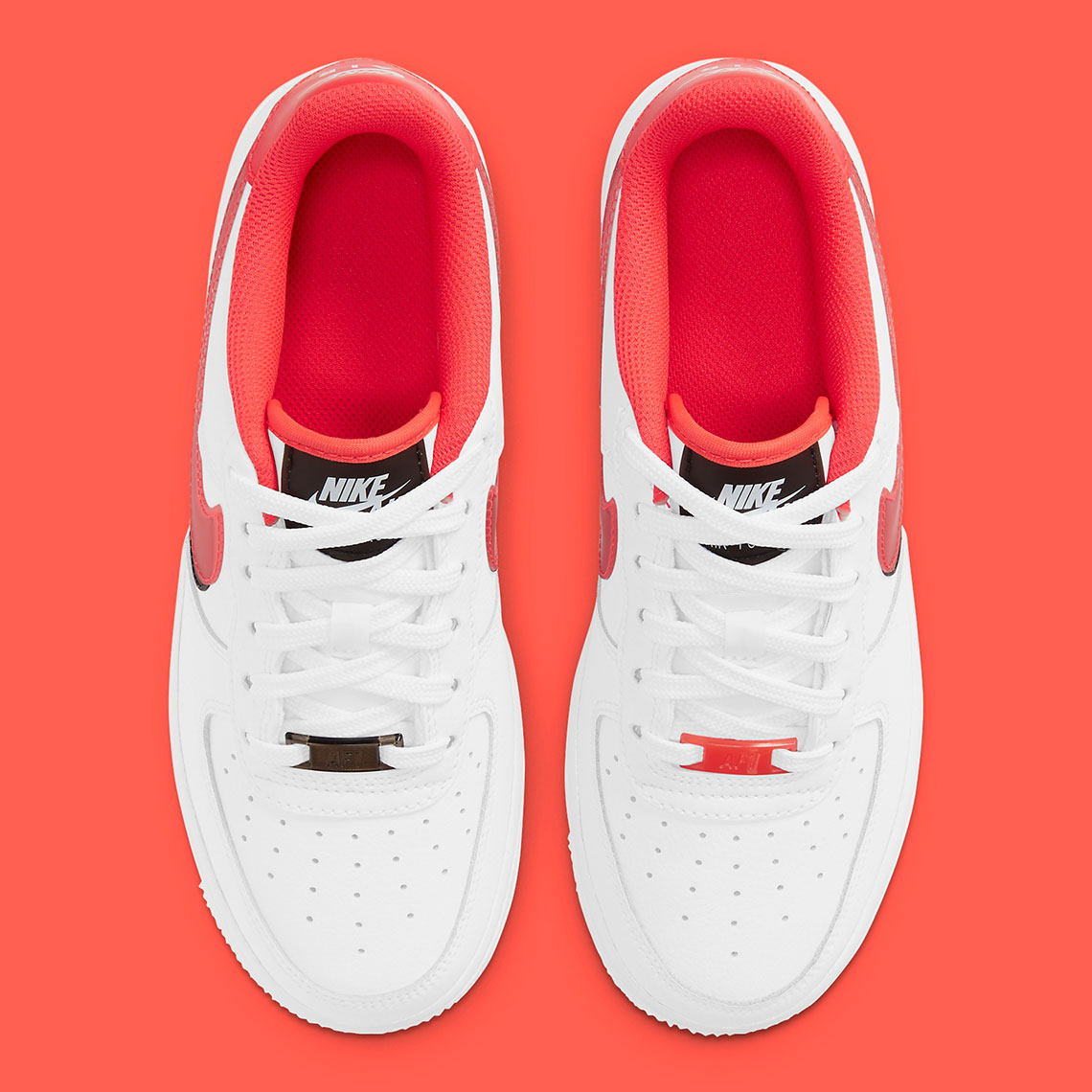 Nike Air Force 1 Gs Double Swoosh White Black Bright Crimson Cw1574 101 2