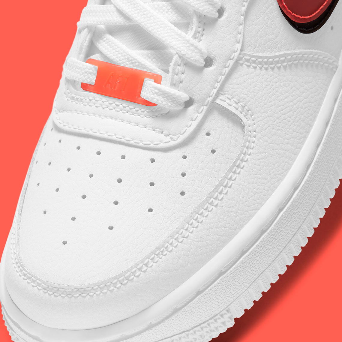 Nike Air Force 1 Gs Double Swoosh White Black Bright Crimson Cw1574 101 5