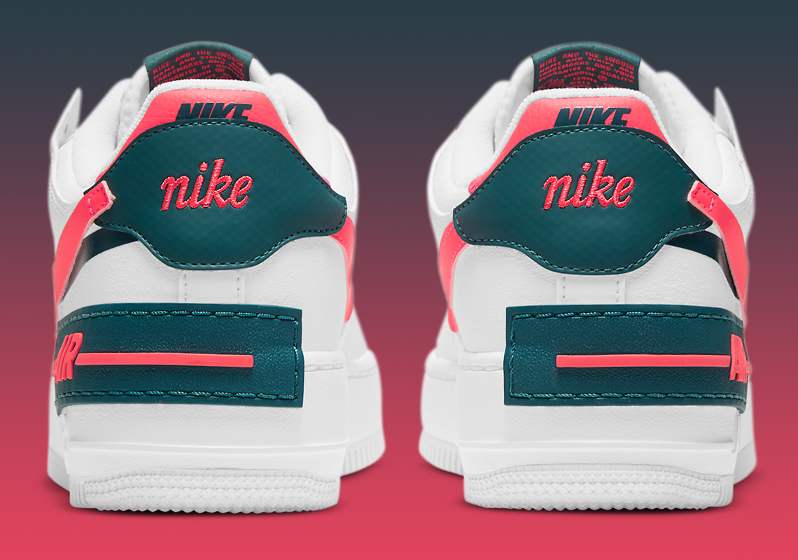 Nike Air Force 1 Shadow White Solar Red Dark Teal Green Db3902 100 3