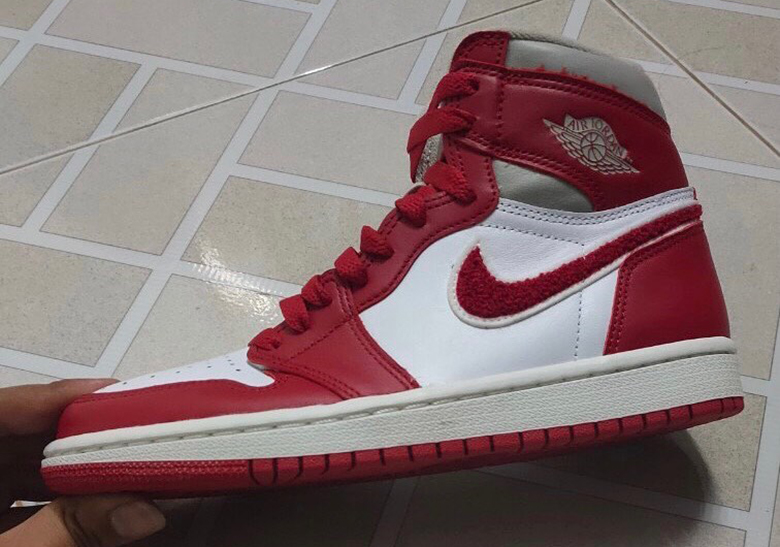 First Look At The Air Jordan 1 “Varsity Red” With Chenille Swoosh Logos