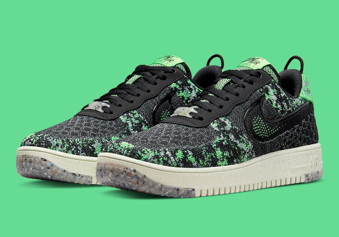 The Nike Air Force 1 Crater Flyknit Takes On A “Black/Volt” Makeover